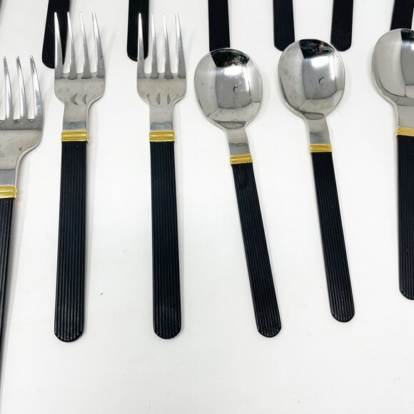 Vintage Sasaki Vignelli Japan Rigadin Matte Black Flatware Mixed Lot of 24 - Picture 4 of 16